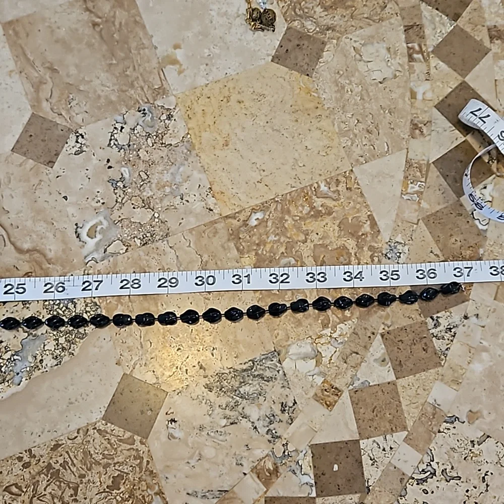 Sarah Cov Coventry Long Necklace Holiday Beads Black Plastic Beaded Vintage - Picture 9 of 9